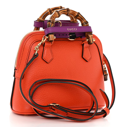 Gucci Textured Dollar Calfskin Mini Diana Dome Tote Bag Deep Orange Spicy Cyclamin 3 of 9