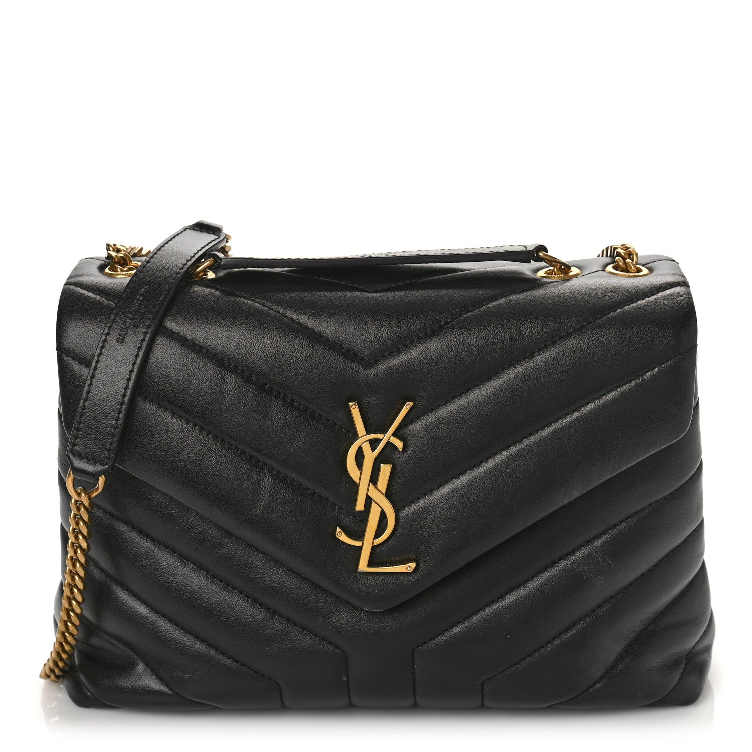Saint Laurent Calfskin Y Quilted Monogram Small Loulou Chain Satchel Black 1 of 11