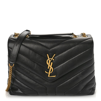 Saint Laurent Calfskin Y Quilted Monogram Small Loulou Chain Satchel Black 1 of 11