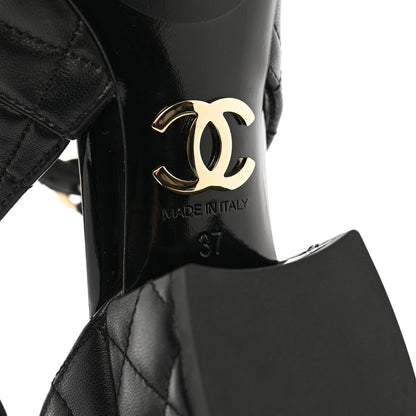 Chanel Lambskin Patent Quilted Cap Toe Mary Jane Flats 37 Black 5 of 8