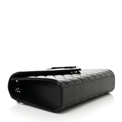 Saint Laurent Grain De Poudre Textured Mixed Matelasse Triquilt Medium Monogram Monochrome Satchel Black 4 of 11