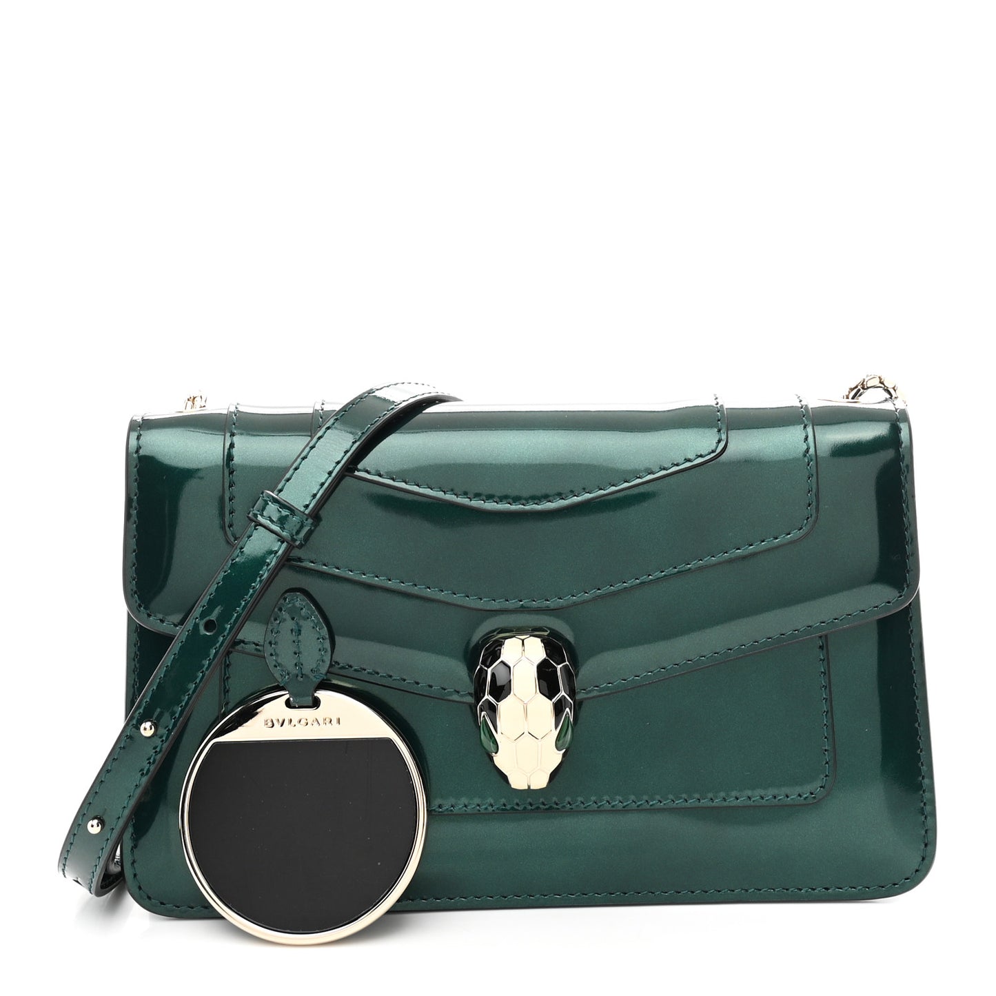 Metallic Serpenti Forever Small Shoulder Bag Green