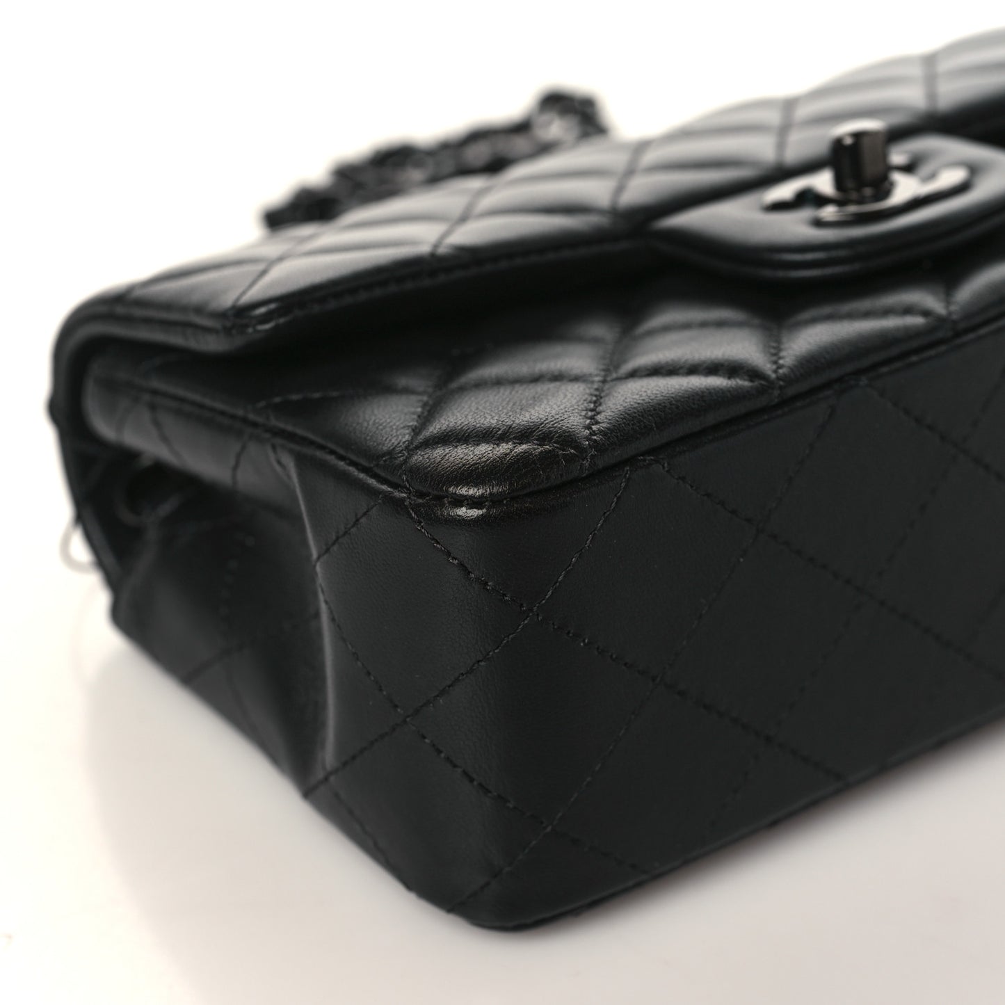 Lambskin Quilted Mini Rectangular Flap So Black
