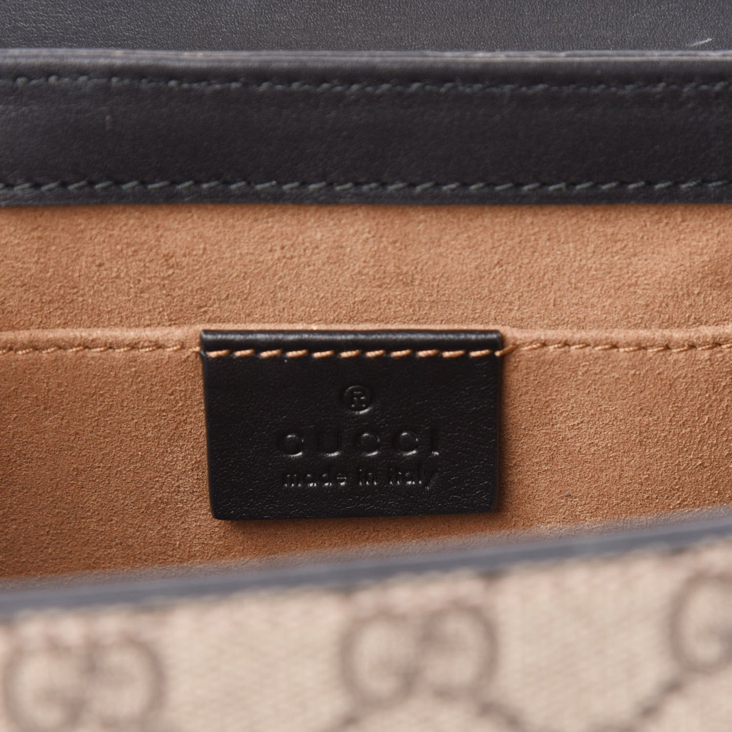 GG Supreme Monogram Calfskin Small Padlock Shoulder Bag Beige Black Cuir