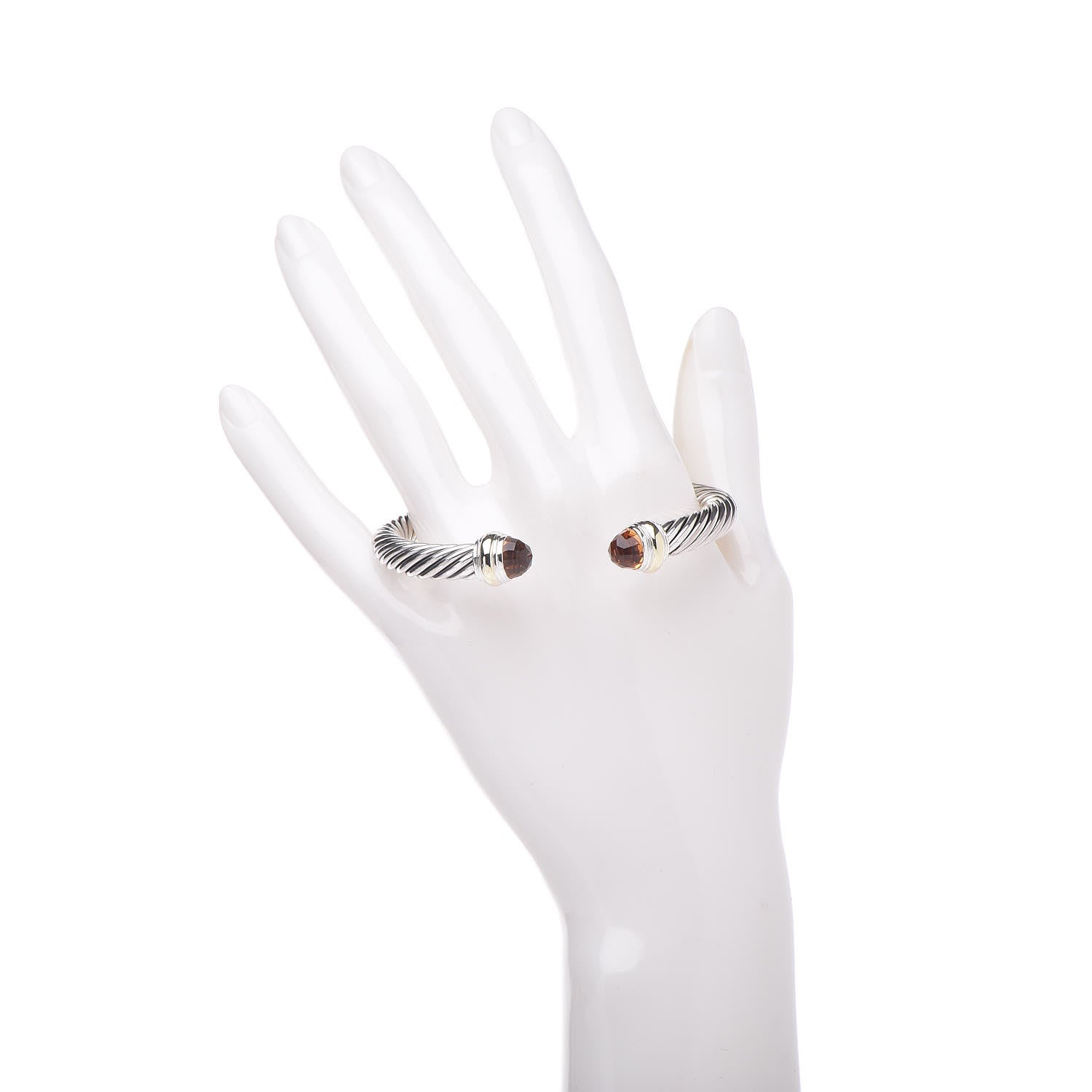 David Yurman Sterling Silver 14K Yellow Gold Citrine 7mm Cable Classics Bracelet 2 of 4