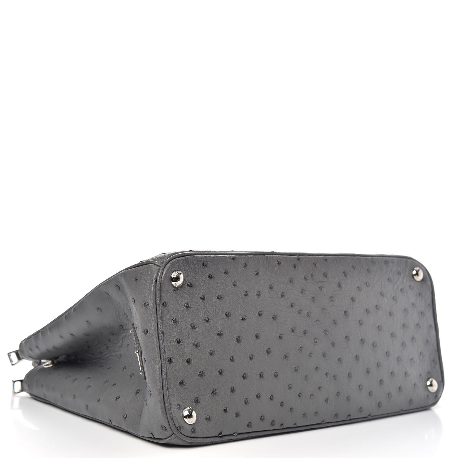 Prada Ostrich Medium Galleria Double Zip Tote Grey 4 of 10