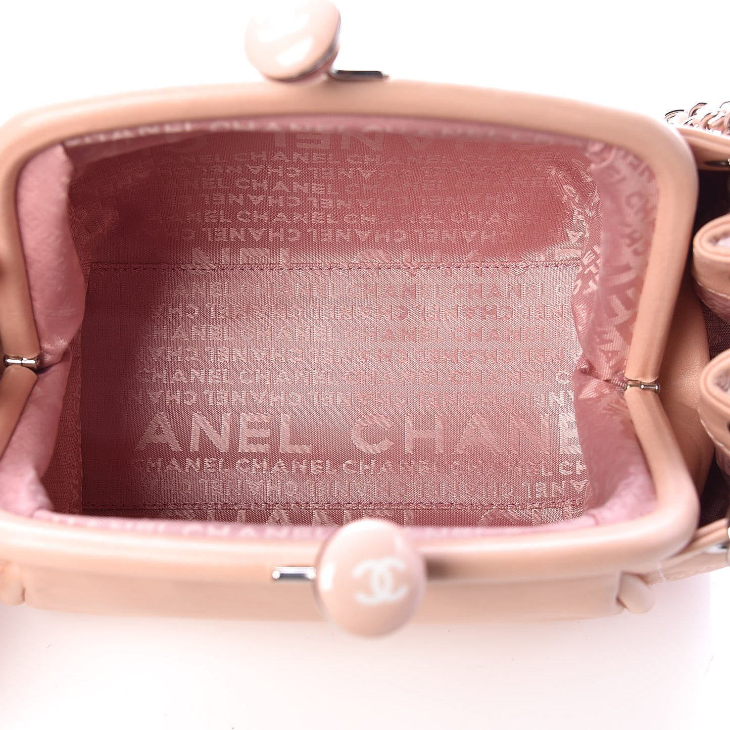 Lambskin CC Kiss Lock Accordion Bag Rose Clair