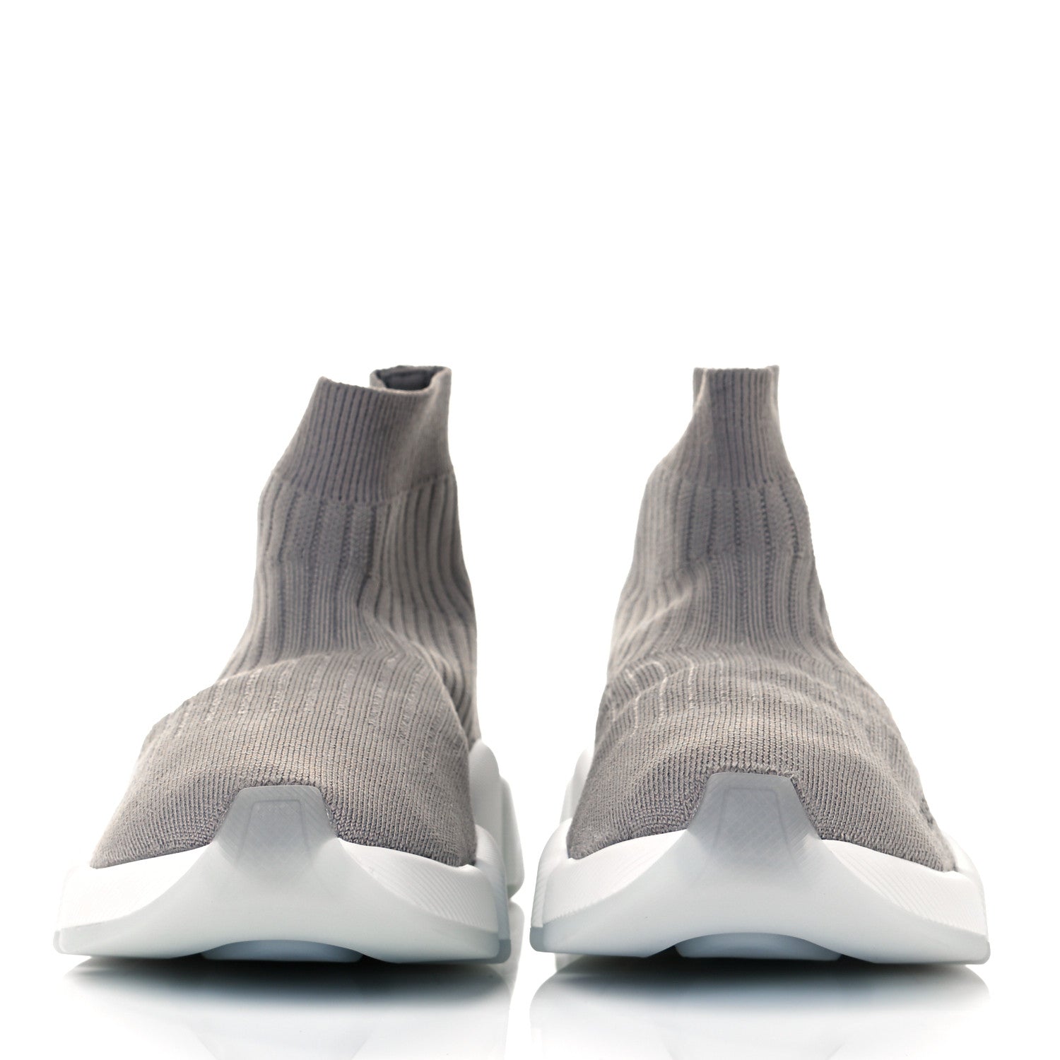 Balenciaga Ribbed Knit Womens Speed 2.0 Transparent Sole Sneakers 37 Baltic Grey White 2 of 7