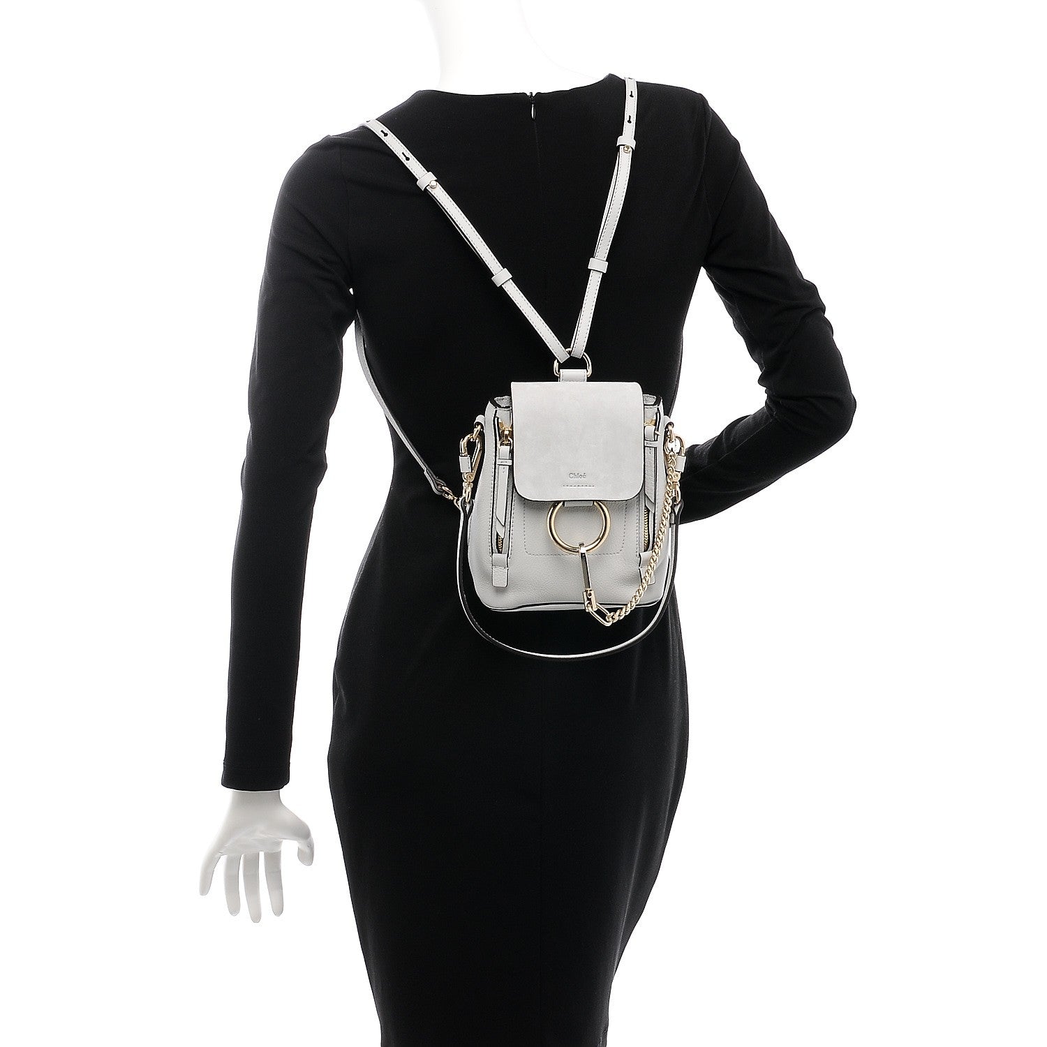 Chloe Suede Calfskin Mini Faye Backpack Airy Grey 2 of 8