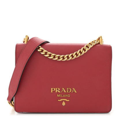 Prada Saffiano Chain Shoulder Bag Fuoco 1 of 14
