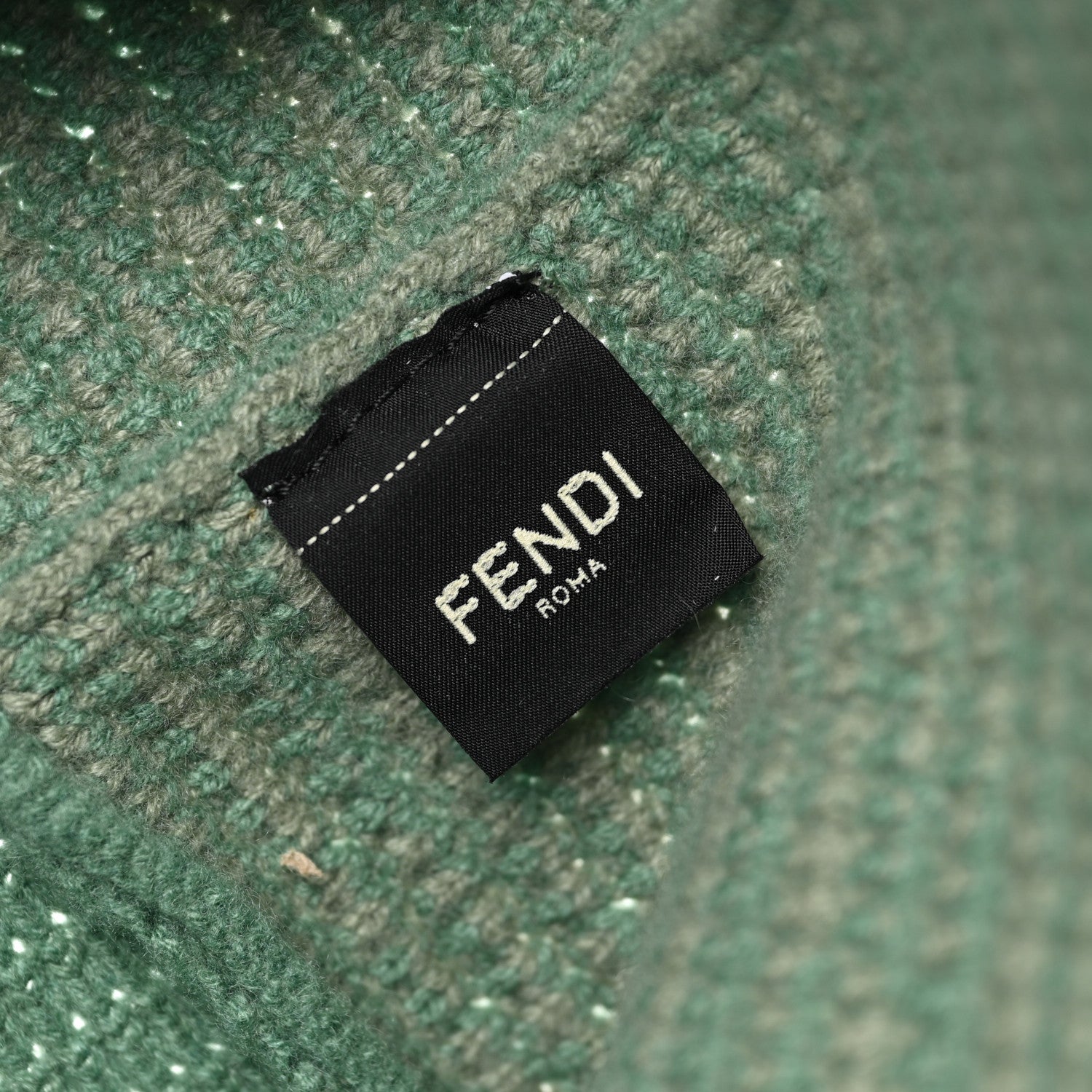 Fendi Cashmere Knit FF Large Shopper Tote Verde Islanda 7 of 9