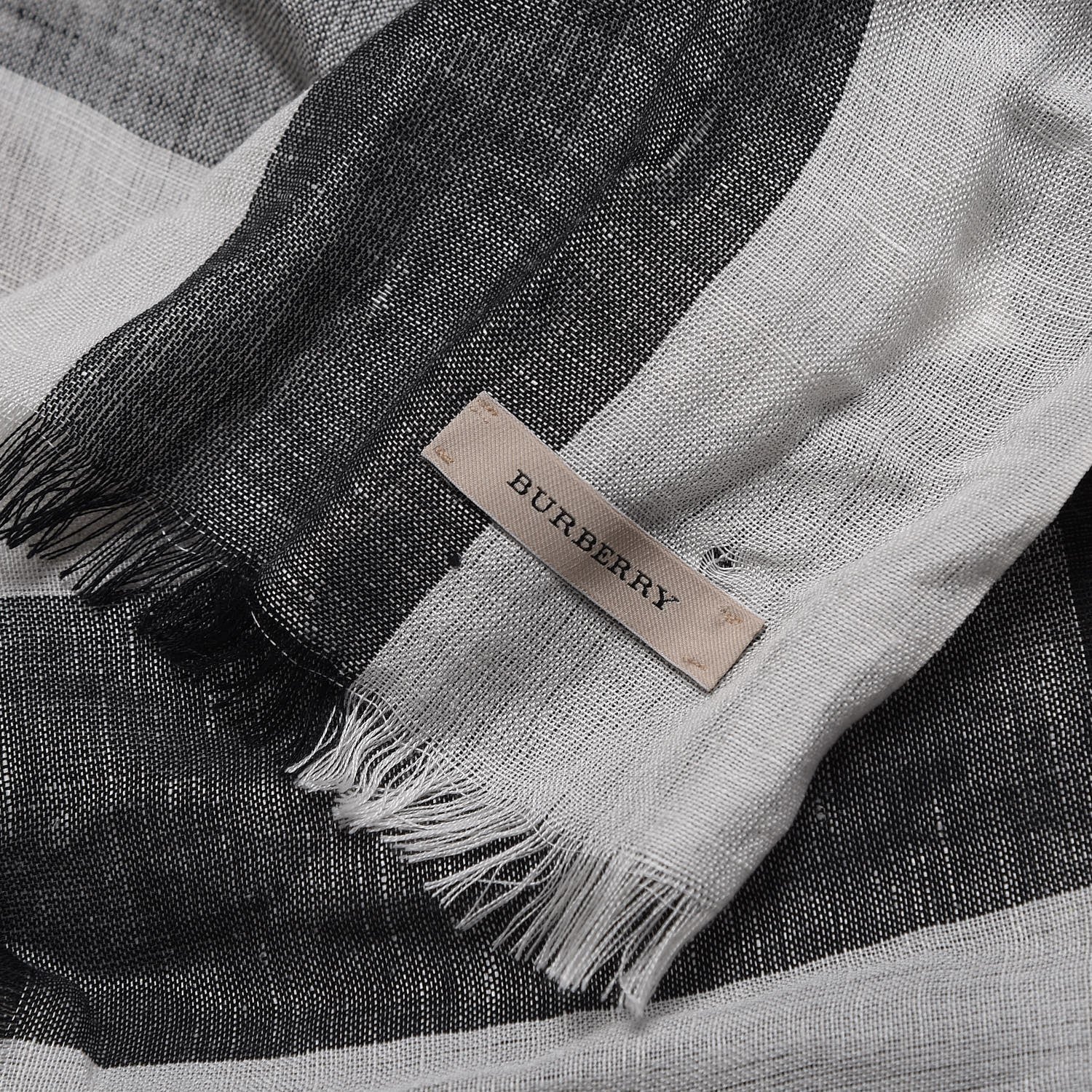 Burberry Linen Silk Giant Check Lightweight Scarf Ivory 4 of 7