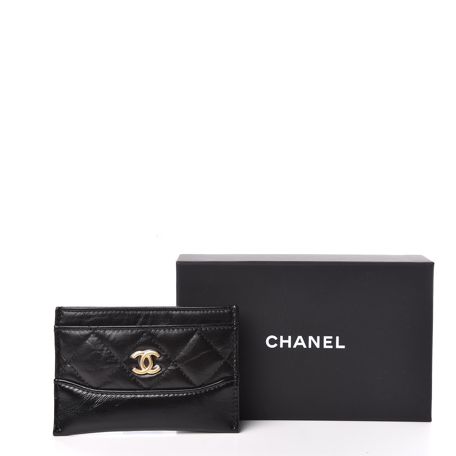 Chanel Aged Calfskin Quilted Gabrielle Card Holder Black 9 of 9