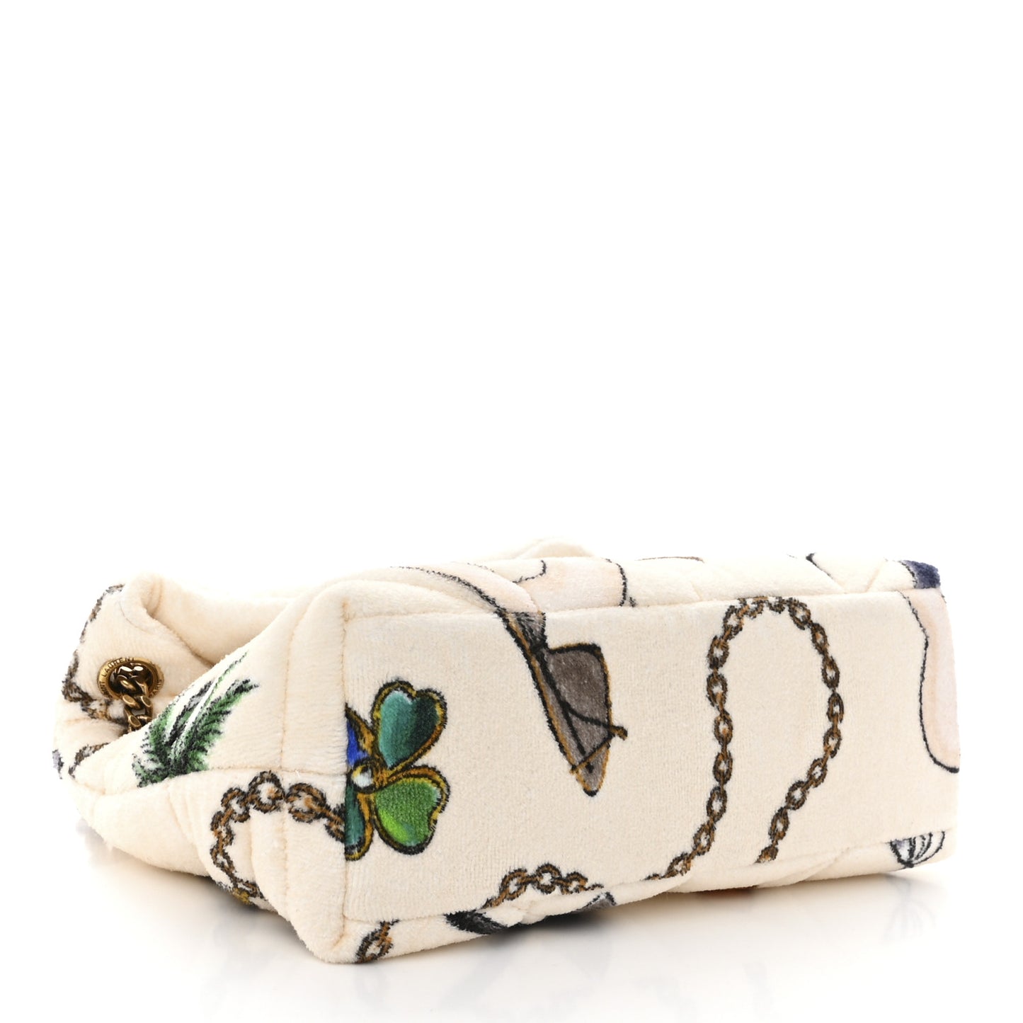 Terrycloth Summer Print Quilted Small Loulou Puffer Monogram Chain Satchel Multicolor White