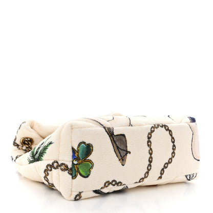 Saint Laurent Terrycloth Summer Print Quilted Small Loulou Puffer Monogram Chain Satchel Multicolor White 4 of 10