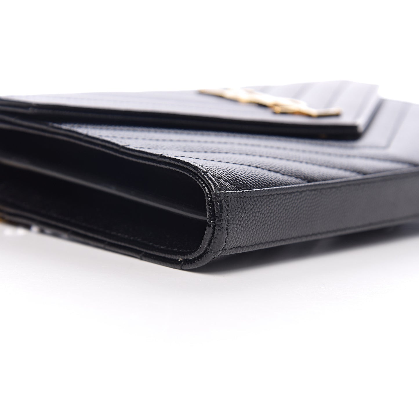 Grain De Poudre Matelasse Chevron Monogram Chain Wallet Black
