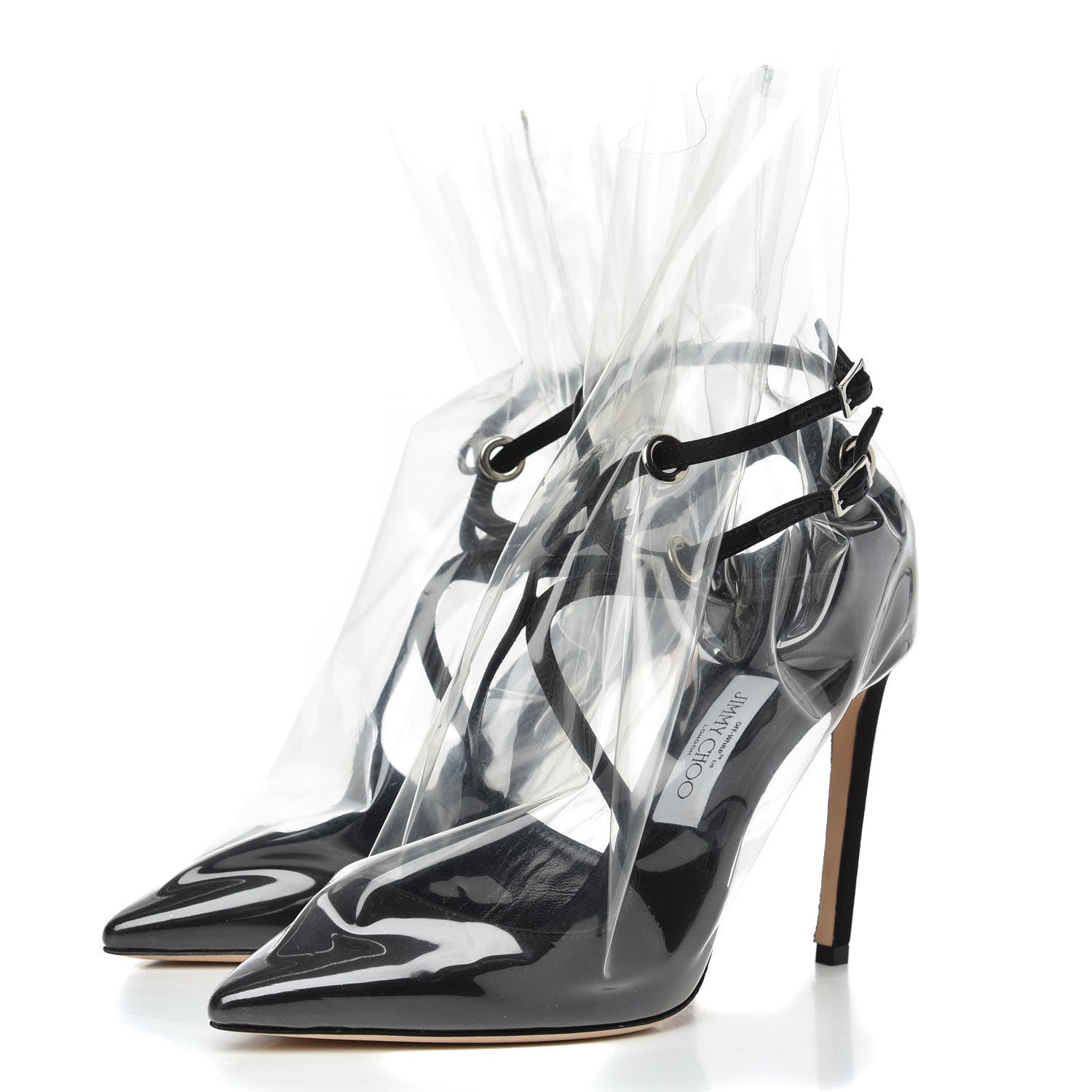 Jimmy Choo x OFF-WHITE Satin TPU Claire 100 Pumps 39.5 Black 3 of 7