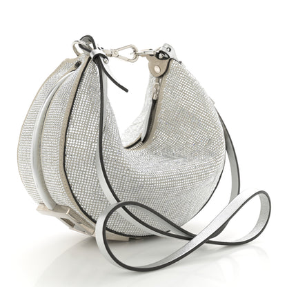 Fendi Crystal Vitello Laminato Suede FF Mini Fendigraphy Hobo Bag Grey 3 of 10