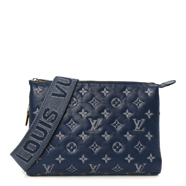 Louis Vuitton Lambskin Embossed Monogram Coussin PM Denim Blue