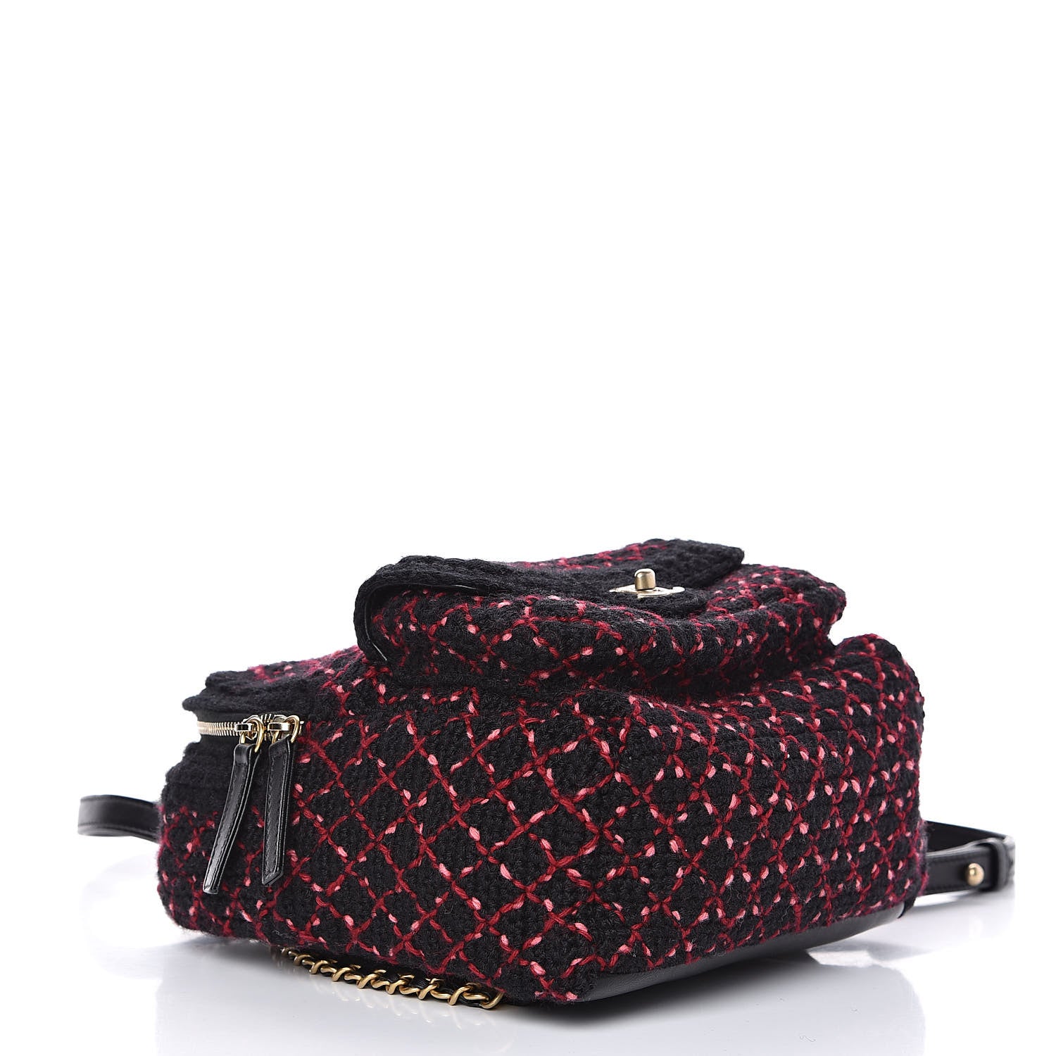 Chanel Knit Quilted Backpack Black Burgundy 4 of 12