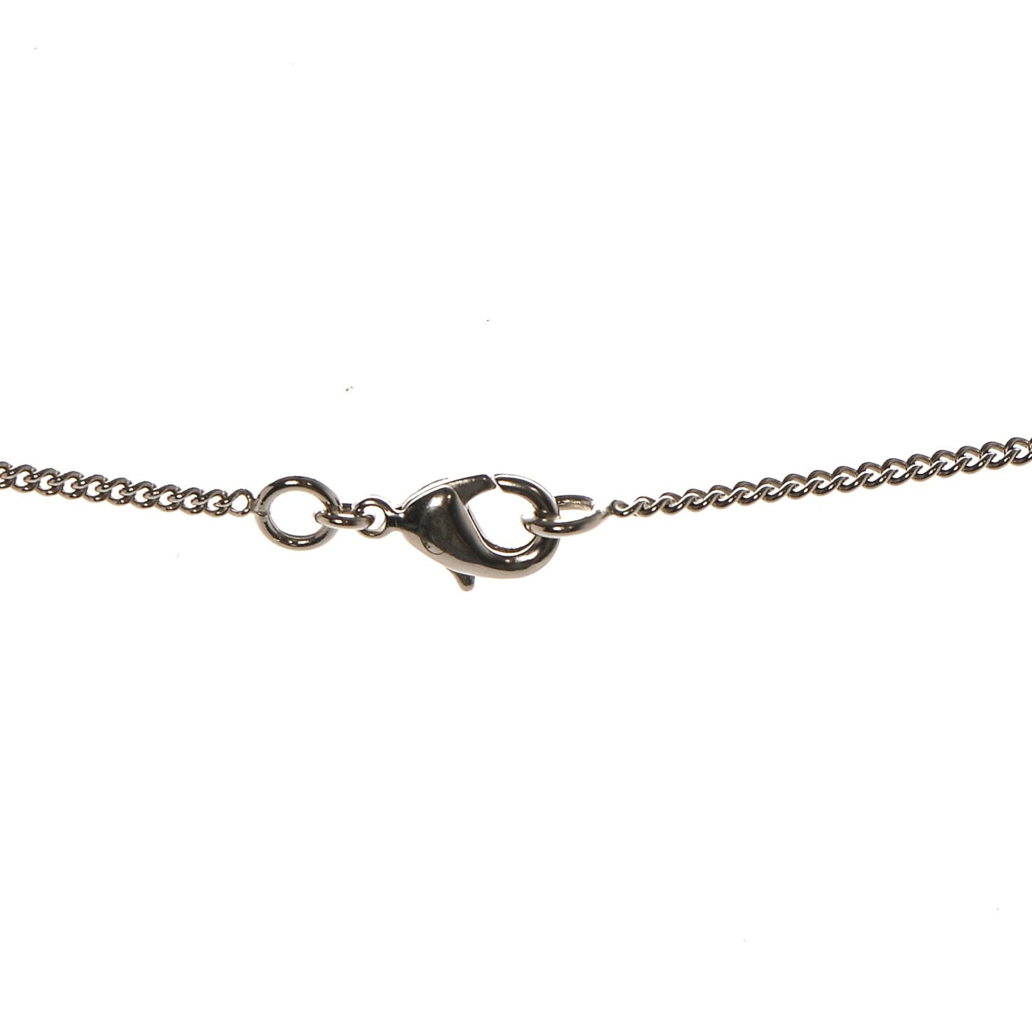 Pearl Beaded CC Necklace White Blue Silver