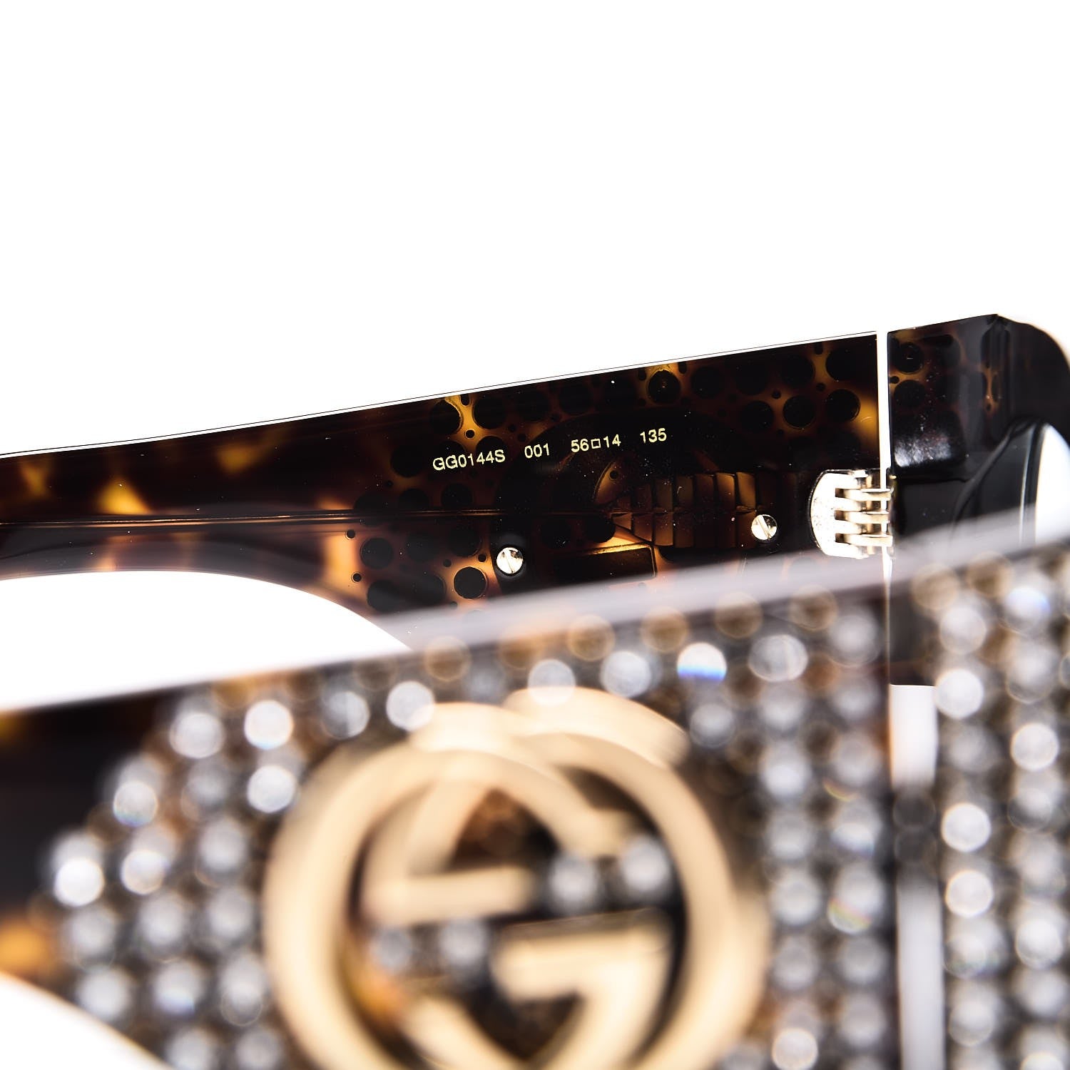 Gucci Acetate Crystal Oversize Hollywood Forever Sunglasses GG0144S Tortoiseshell 5 of 7