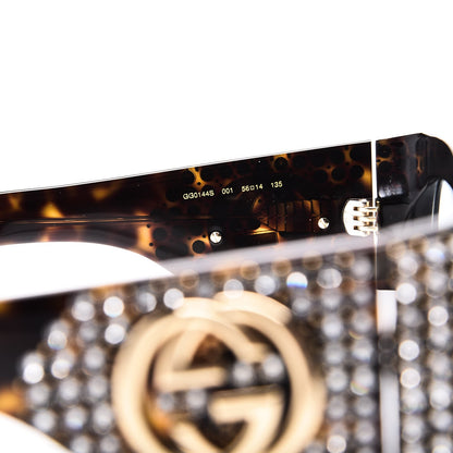Gucci Acetate Crystal Oversize Hollywood Forever Sunglasses GG0144S Tortoiseshell 5 of 7