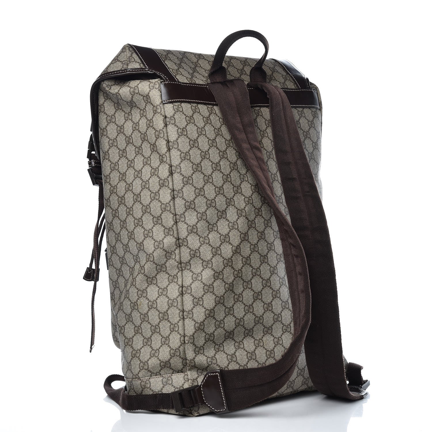 Gucci GG Supreme Monogram Large Interlocking G Double Buckle Backpack Dark Brown 3 of 12