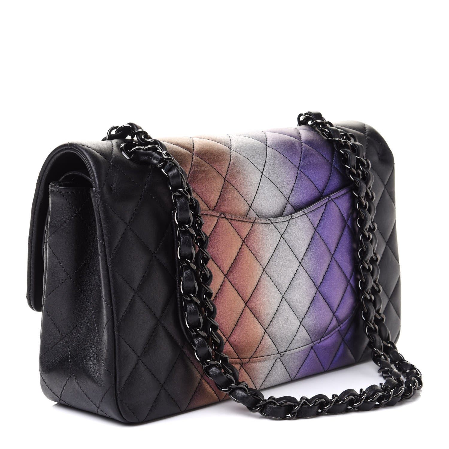 Chanel Calfskin Quilted Ombre Medium Double Flap Black 3 of 10