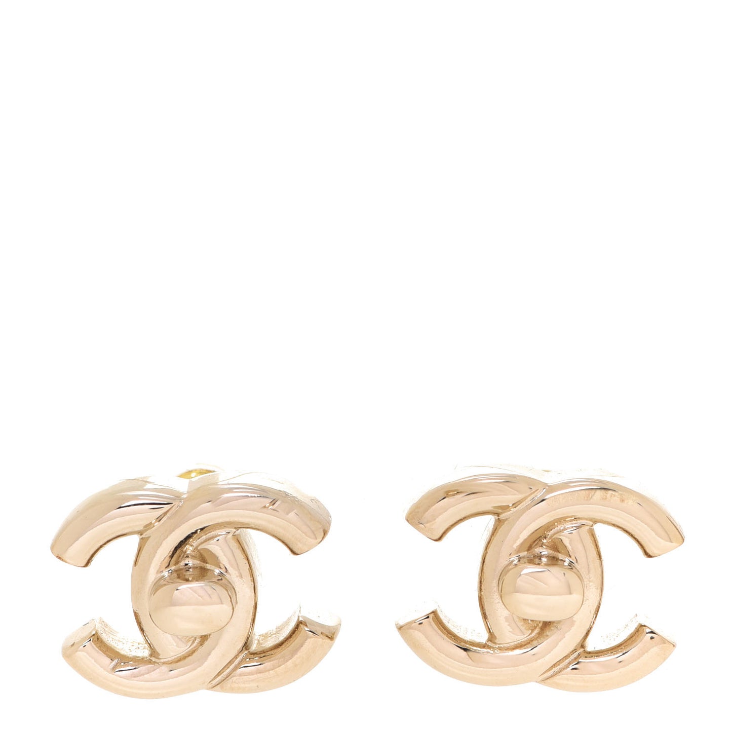 Metal CC Turnlock Earrings Gold