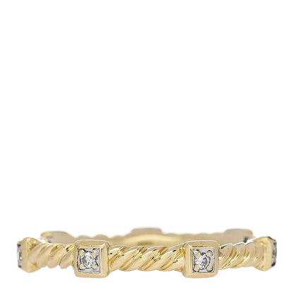 David Yurman 18K Yellow Gold Diamond Cable Collectibles Stack Ring 52 6 3 of 4