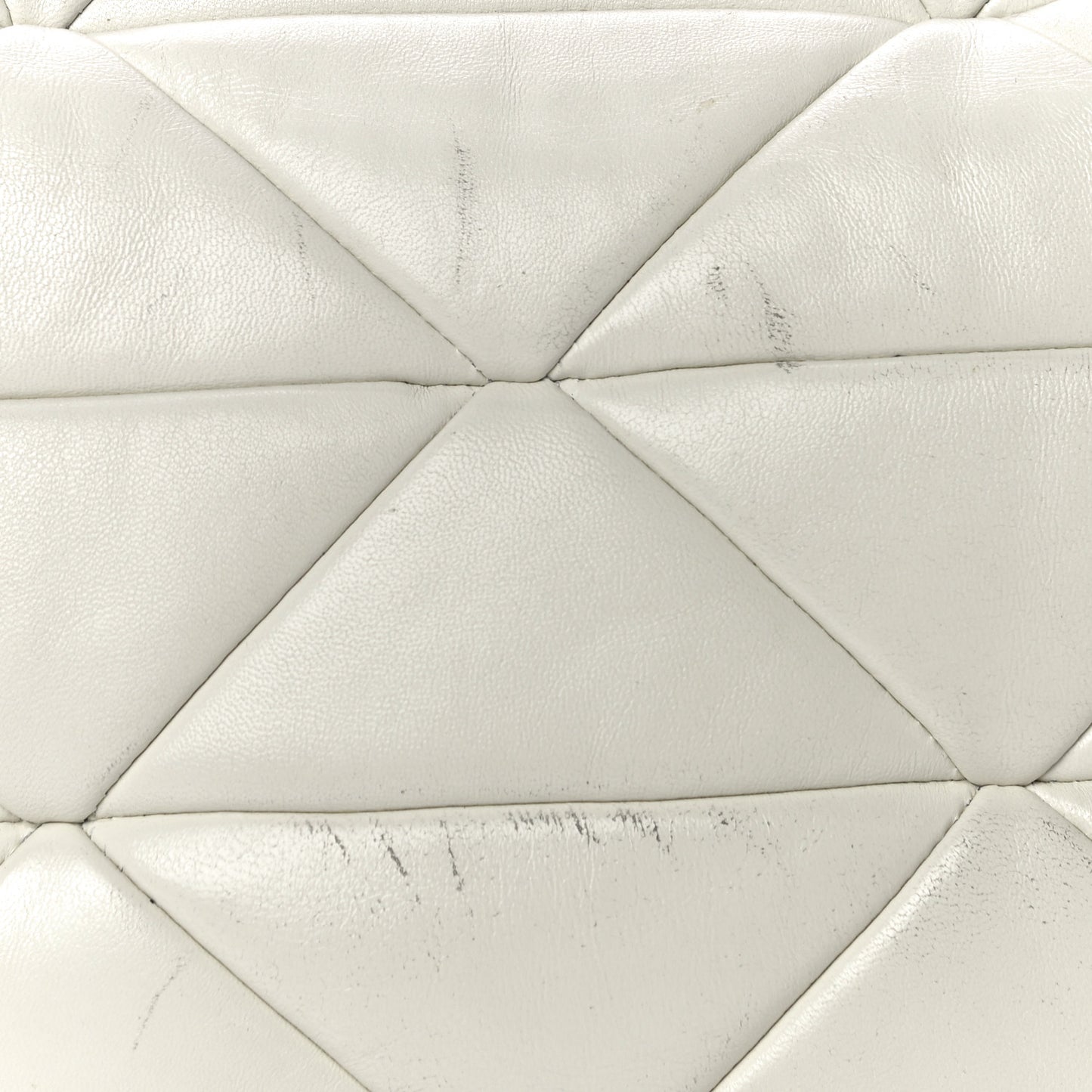 Nappa Re-Nylon Triangle Quilted Patchwork System Flap Shoulder Bag White