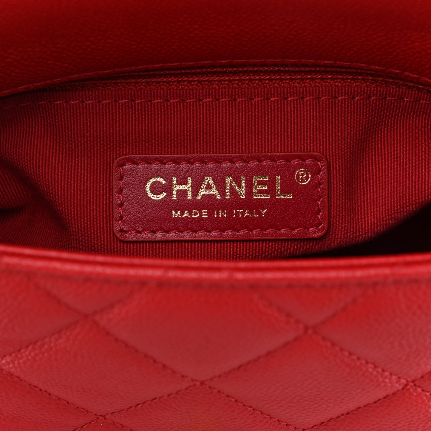 Shiny Caviar Quilted Small Chain Melody Flap Red