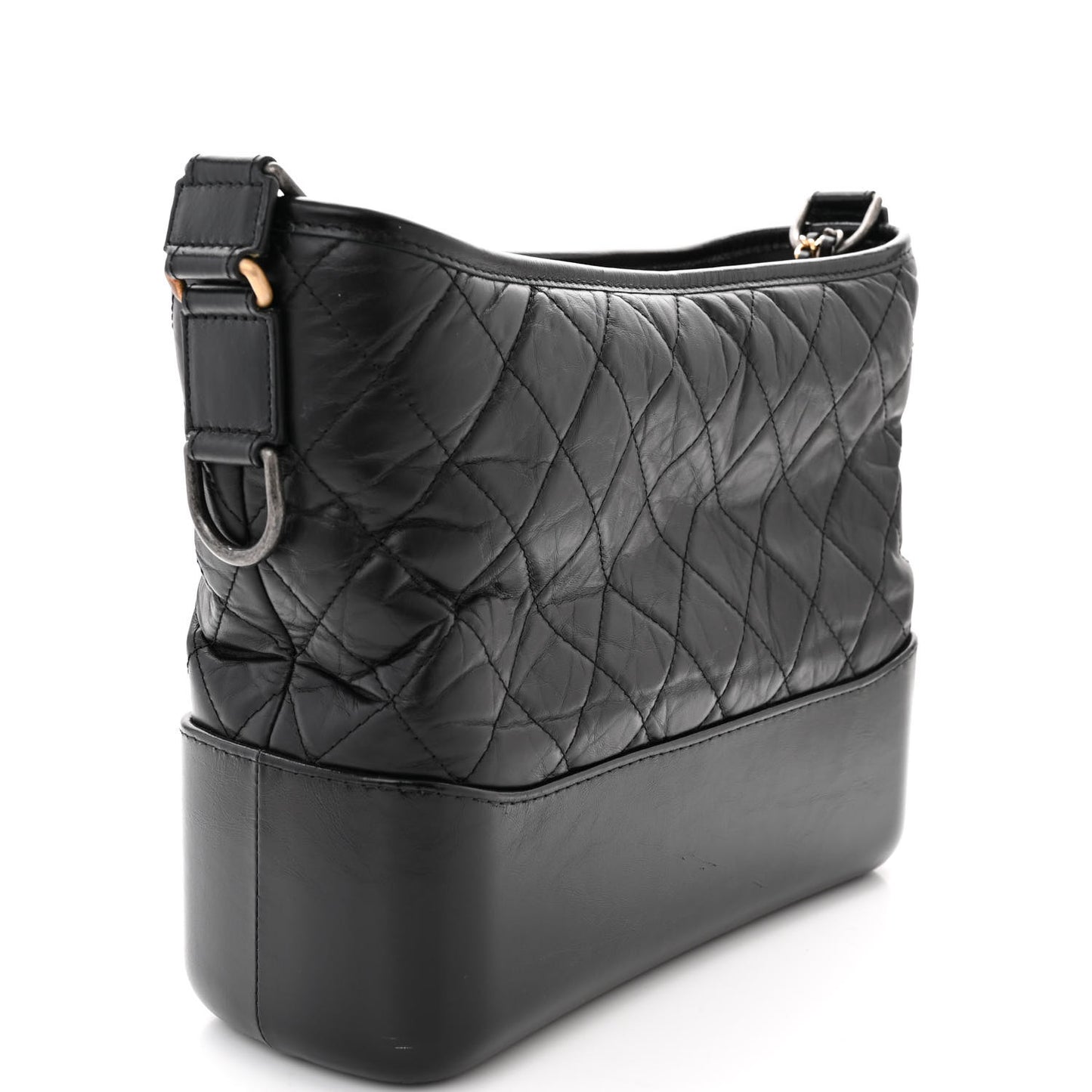 Aged Calfskin Quilted Medium Gabrielle Hobo Black