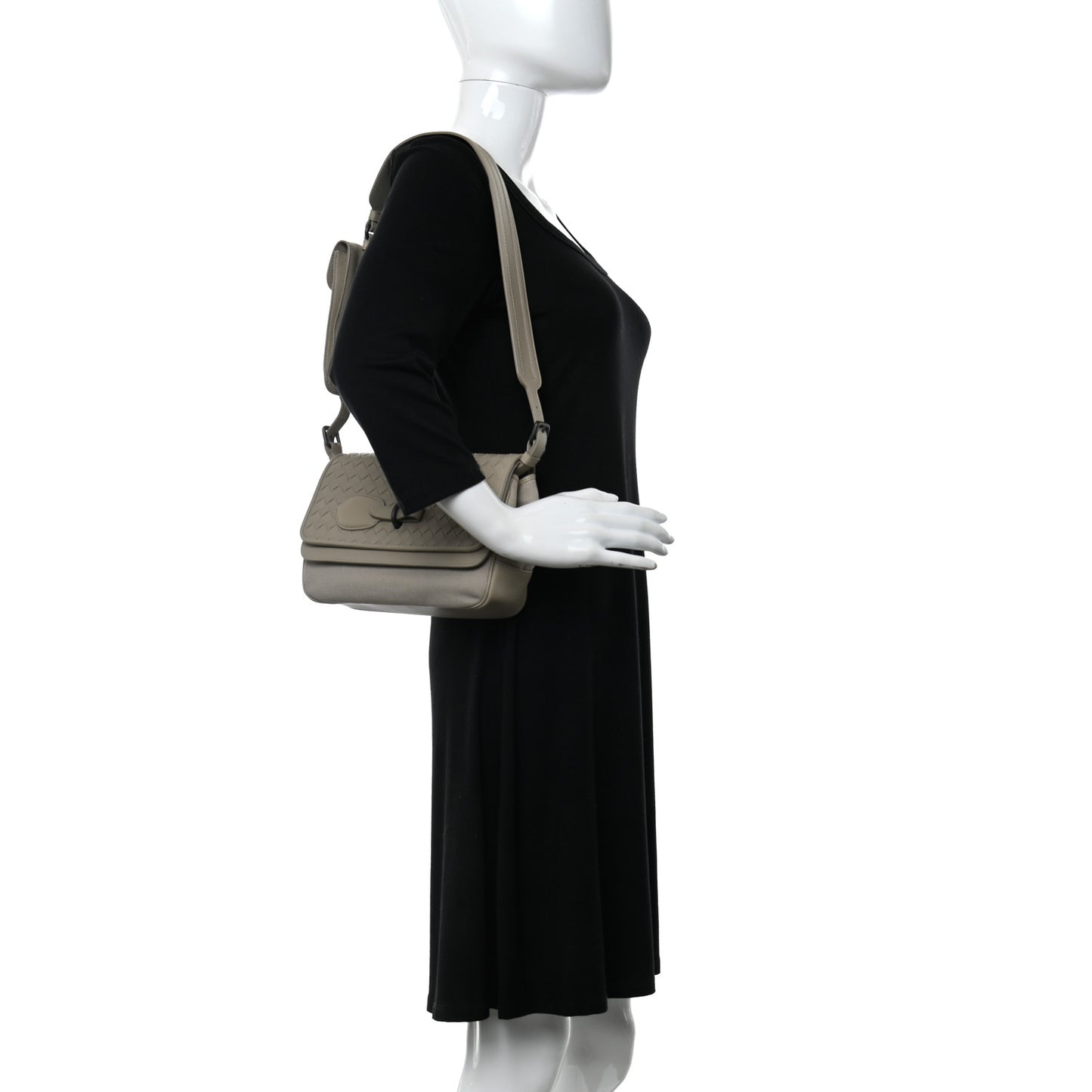 Nappa Intrecciato Canvas Safari Flap Shoulder Bag Sand