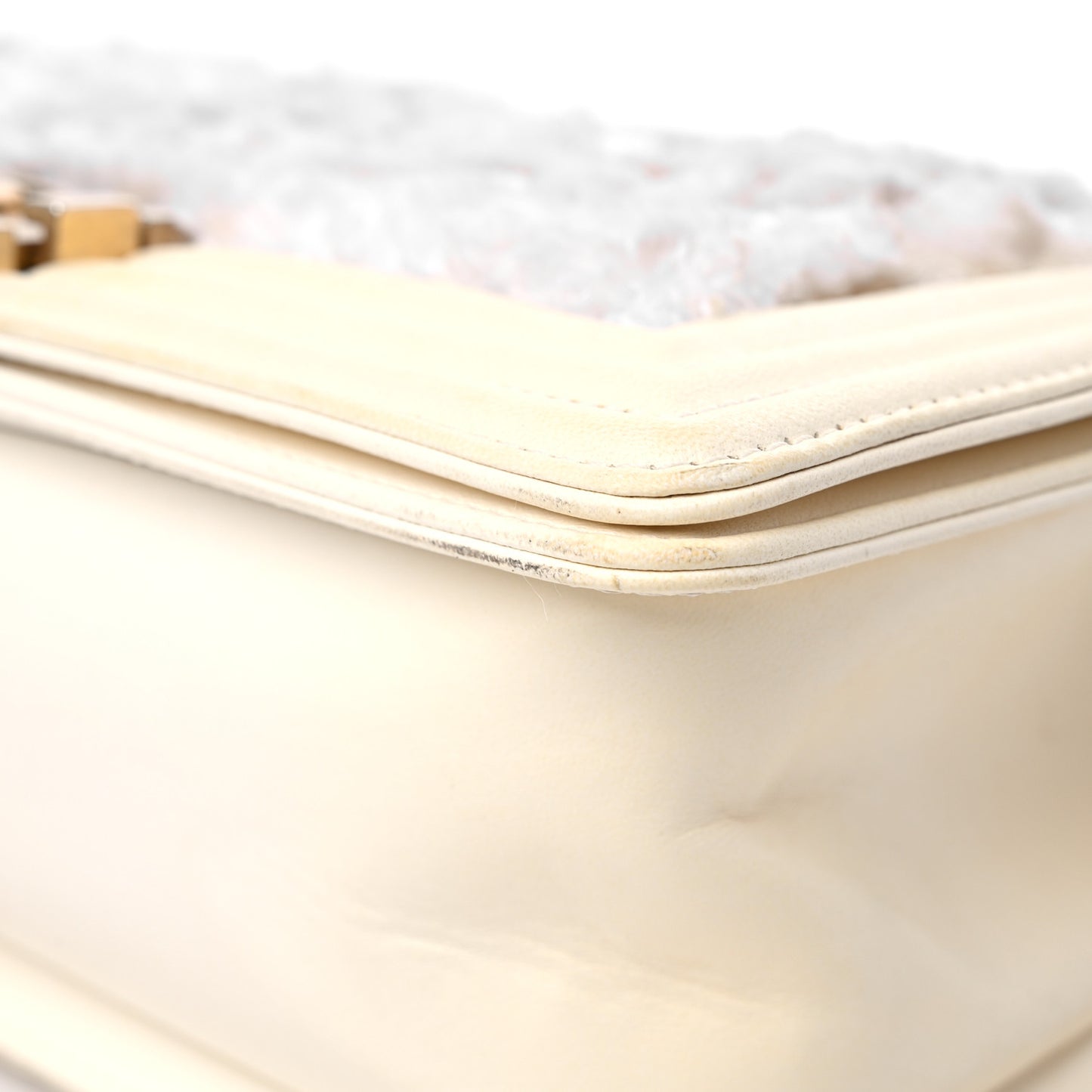 Lambskin Tulle Embroidered Medium Boy Flap White