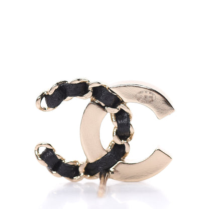 Chanel Crystal Baguette Lambskin Chain CC Vintage Allure Stud Earrings Black Gold 3 of 4