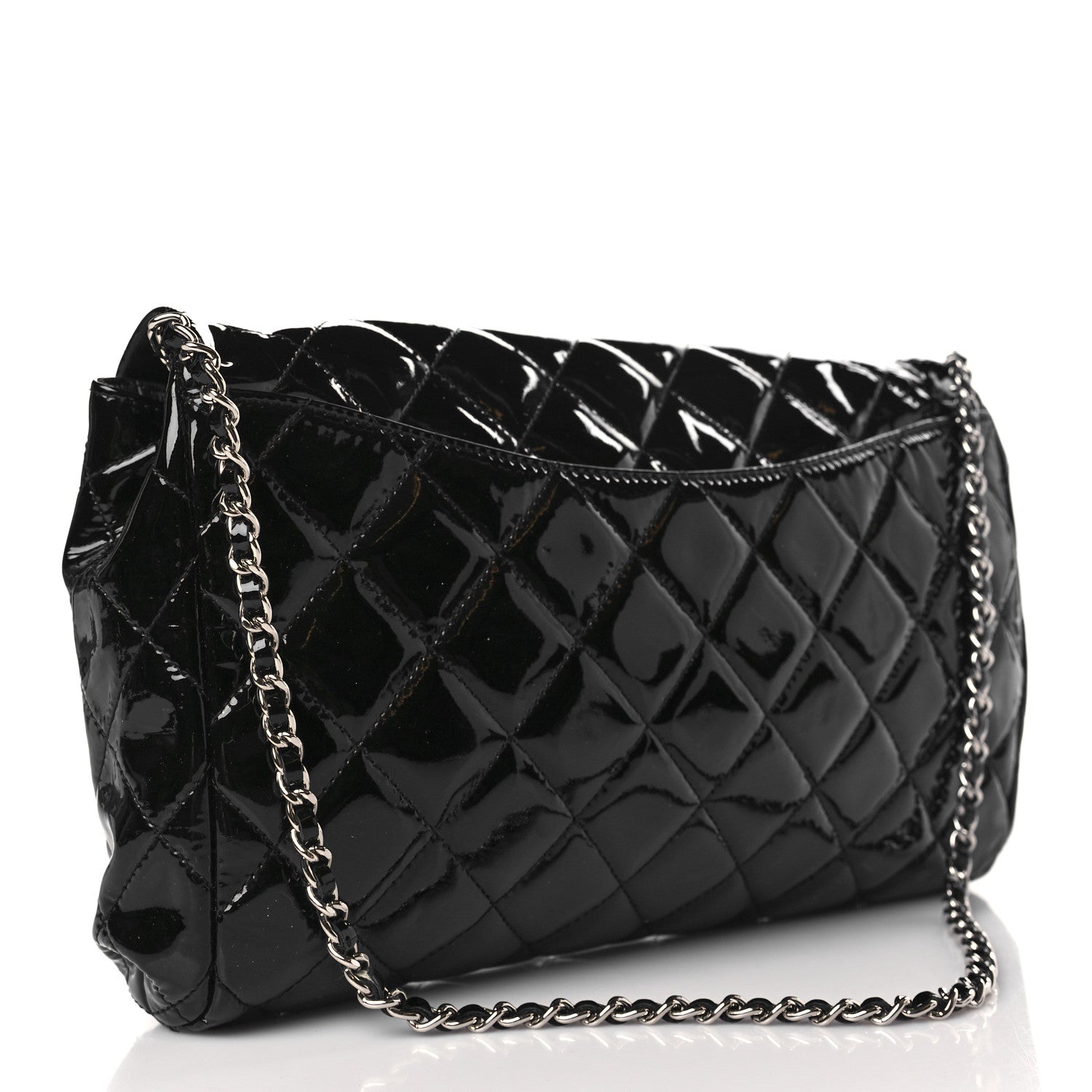 Chanel Patent Quilted Clutch with Chain Flap Black 3 of 9