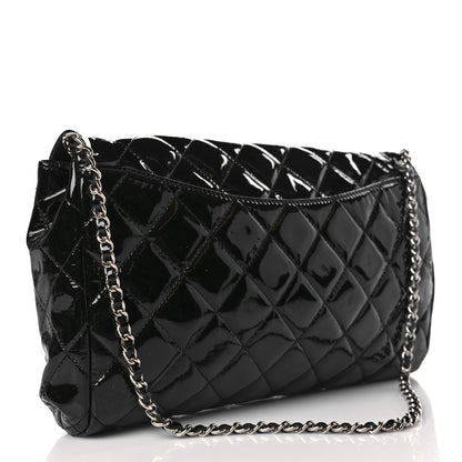 Chanel Patent Quilted Clutch with Chain Flap Black 3 of 9