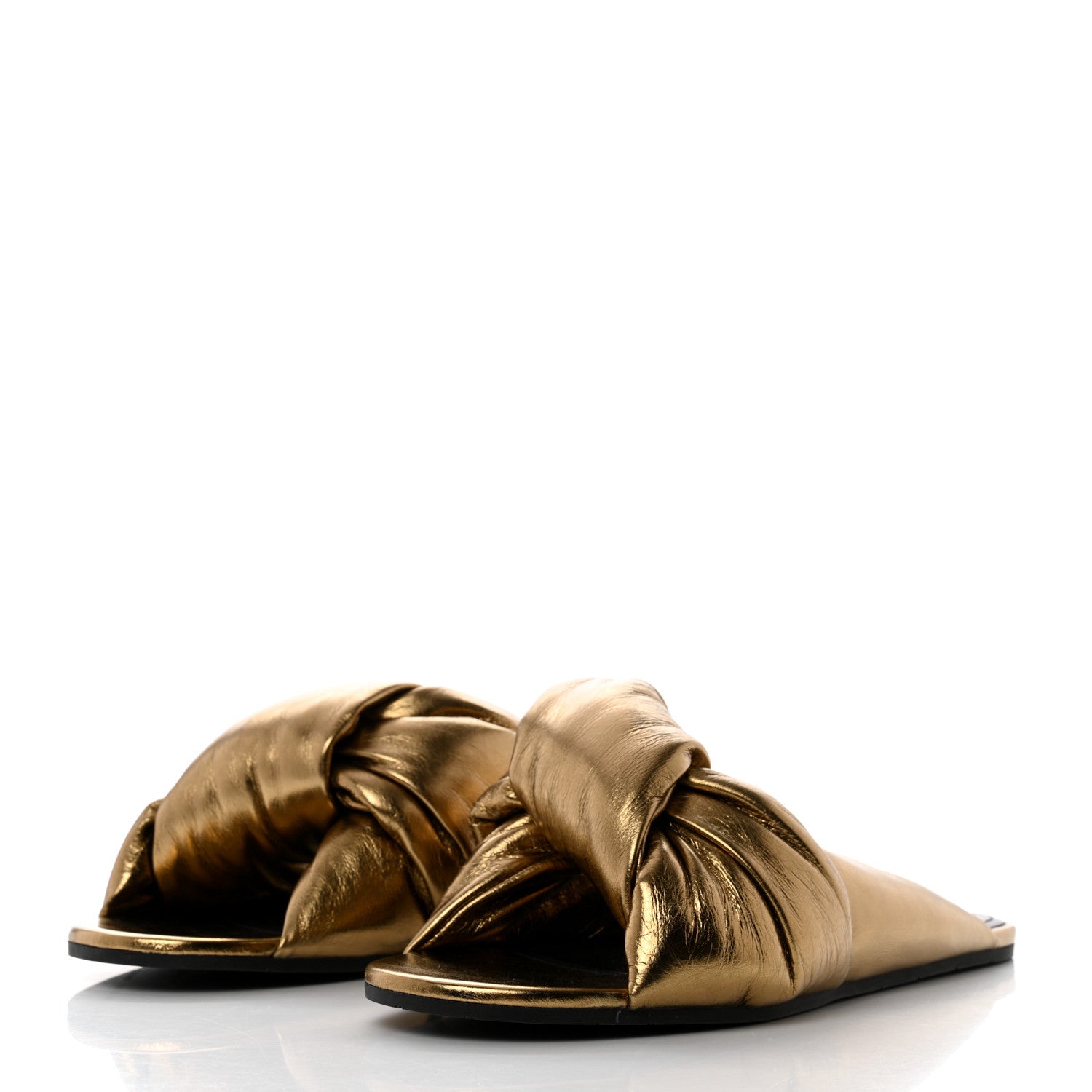 Balenciaga Metallic Lambskin Drapy Slide Sandals 39.5 Gold 3 of 8