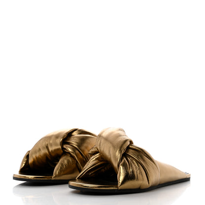 Balenciaga Metallic Lambskin Drapy Slide Sandals 39.5 Gold 3 of 8
