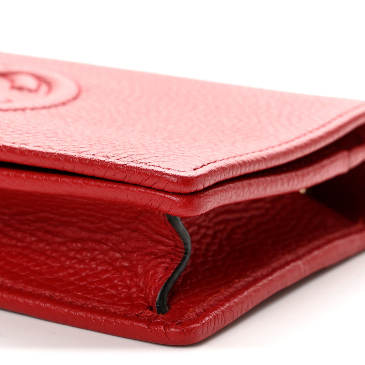 Gucci Pebbled Calfskin Soho Wallet On Chain Vibrant Red 9 of 10