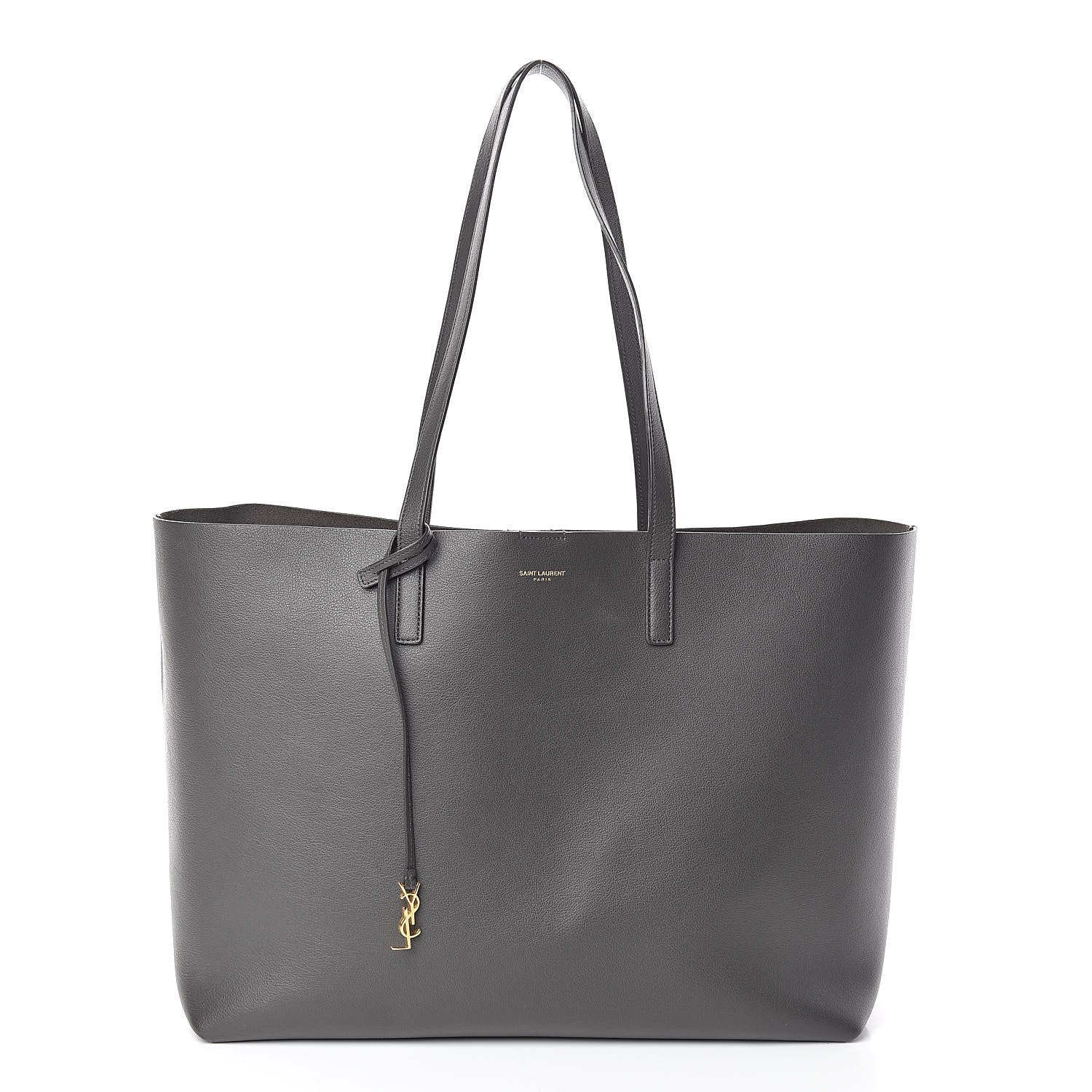 Saint Laurent Calfskin Large Shopping Tote Dark Grey 3 of 10