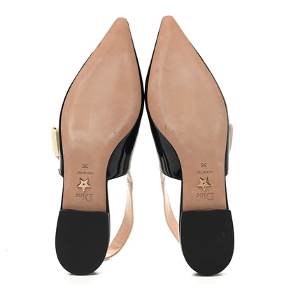 Christian Dior Patent Ribbon J'Adior Slingback Ballet Flats 36 Black 5 of 9