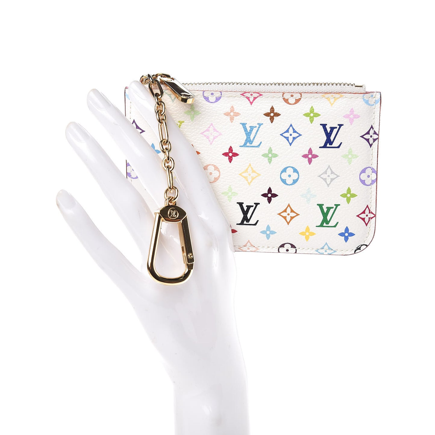 Monogram Multicolor Key Pouch White Litchi