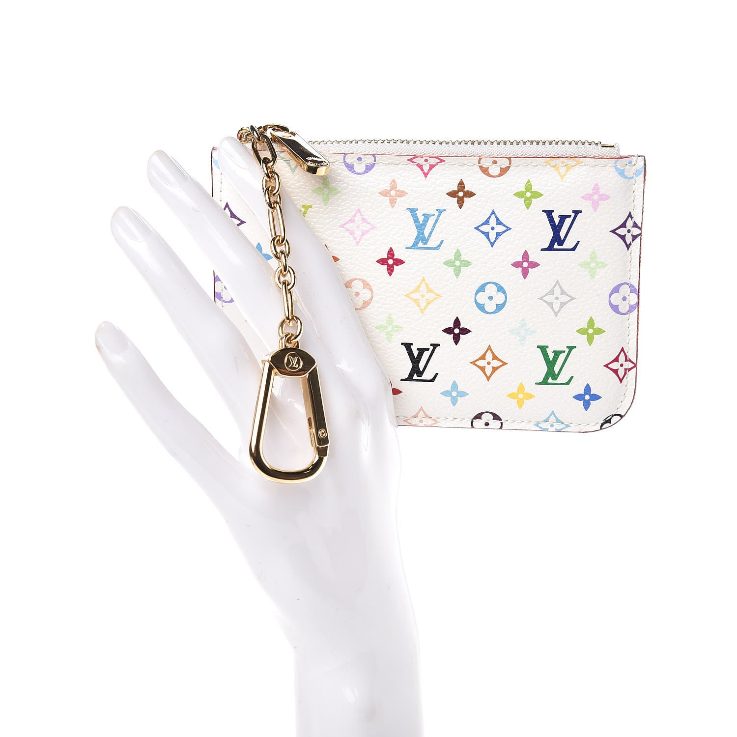 Louis Vuitton Monogram Multicolor Key Pouch White Litchi 2 of 6
