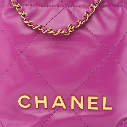 Chanel Shiny Calfskin Quilted Mini Chanel 22 Purple 8 of 11