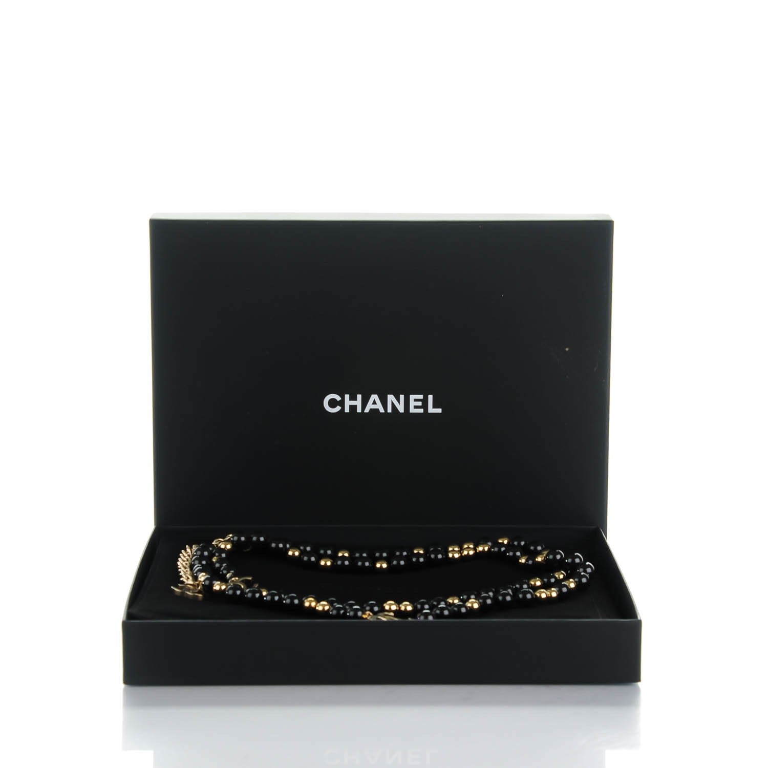 Chanel Bead CC Long Necklace Black Gold 4 of 4