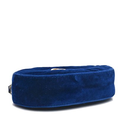 Gucci Velvet Matelasse GG Marmont Belt Bag 75 30 Cobalt Blue 4 of 10
