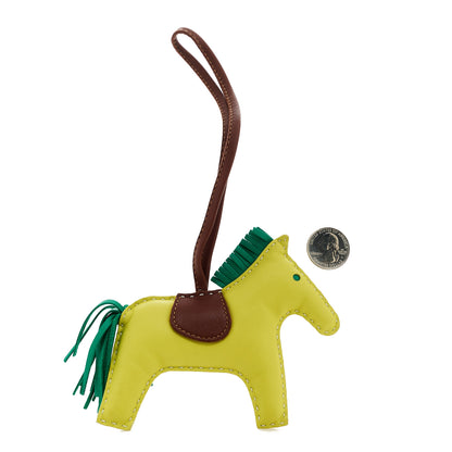 Hermes Milo Lambskin Grigri Rodeo Horse Bag Charm MM Lime Menthe Fauve 2 of 4